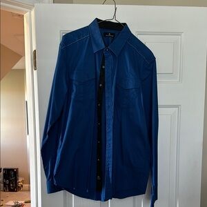 Men's 7 Diamonds Blue Button-Up Shirt